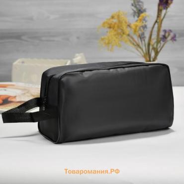 Косметичка на молнии с ручкой, объёмная, большая, чёрный