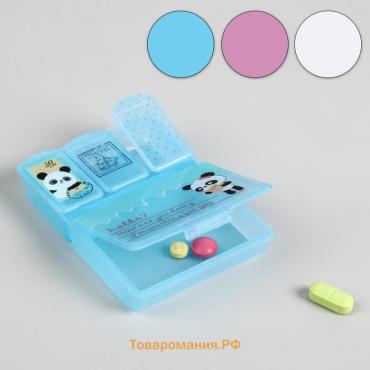 Таблетница, 9.2×6.5×1.6 см, 4 секции, МИКС
