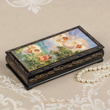 Шкатулка - купюрница «Игривые ангелочки», 8,5×17 см, лаковая миниатюра