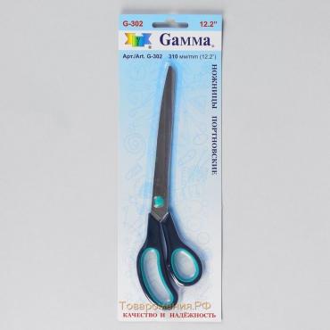 Ножницы портновские, скошенное лезвие, термостойкие ручки, 12,2'', 31 см, цвет чёрный/голубой