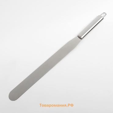 Кондитерская лопатка - палетка прямая , 37×3 см, рабочая часть 24.5 см, серебристая