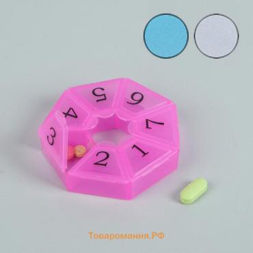 Таблетница «Цифры», 7.5×7.5×1.7 см, 7 секций, МИКС