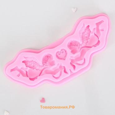 Молд для заливки  «Ангелы», силикон, 16×5.5×1 см, розовый