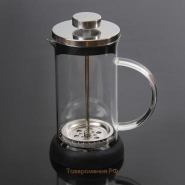 Чайник заварочный френч - пресс «Келли», 350 мл, стекло, цвет чёрный, рисунок МИКС