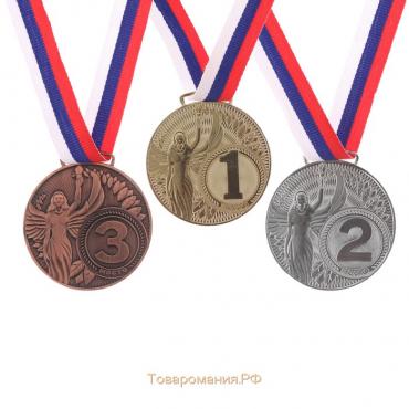 Медаль призовая «Ника», d= 4,5 см. 2 место. Цвет серебро. С лентой