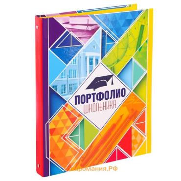 Папка школьная на кольцах «Портфолио школьника», 13 листов-разделителей, 24,5 х 32 см.