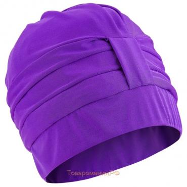 Шапочка для плавания взрослая ONLYTOP, тканевая, обхват 54-60 см, цвет фиолетовый