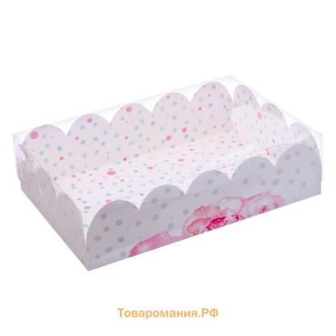 Коробка для печенья, кондитерская упаковка с пластиковой крышкой, «Счастье ждет тебя», 20 х 30 х 8 см