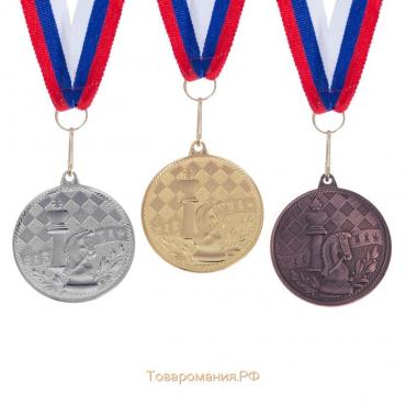 Медаль тематическая 175, «Шахматы», d= 4 см. Цвет бронза. С лентой