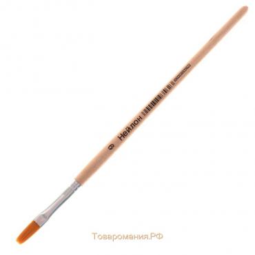 Кисть нейлон № 9, плоская, деревянная ручка