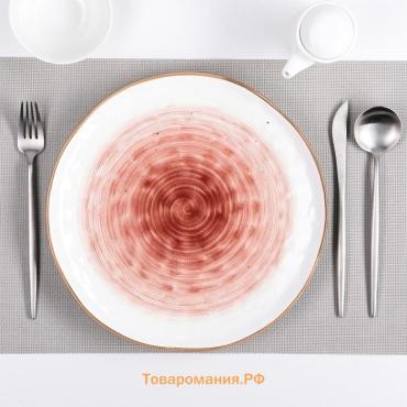 Тарелка  «Космос», d=27.5 см, фарфор, белая, красная