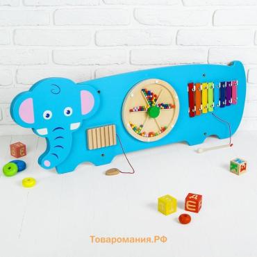 Бизиборд «Слоник», 91×32×5 см, крепится на стену