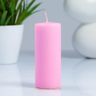 Свеча - цилиндр, 4×12 см, 15 ч, светло-розовая