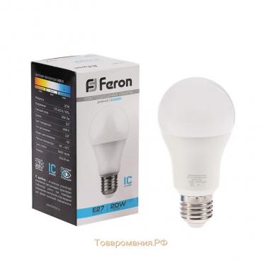Лампа светодиодная FERON LB-98, A65, E27, 20 Вт, 230 В, 6400 К, 1850 Лм, 220°, 135 х 65 мм