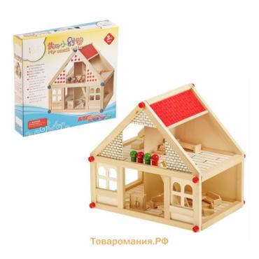 Домик кукольный с мебелью, 4 фигурки, 39 элементов