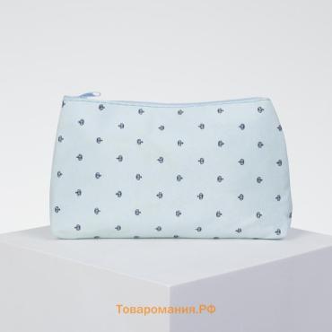 Косметичка-пенал на молнии простая, маленькая, с рисунком «Корона», голубая