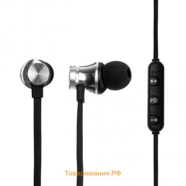 Наушники спортивные беспроводные, магнитные, VBT 1.1, вакуумные, Bluetooth 4.1, с микрофоном, 80 мАч, чёрные