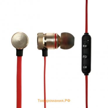 Наушники спортивные беспроводные, магнитные, VBT 1.30, вакуумные, Bluetooth 4.1, с микрофоном, 80 мАч, чёрно-красные
