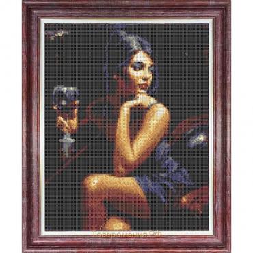 Канва с нанесённым рисунком для вышивки крестиком «Девушка с бокалом», размер 23x30 см