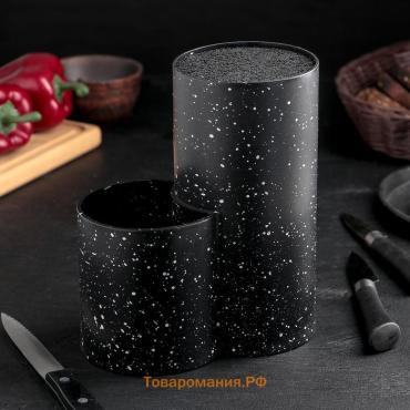 Подставка для ножей с наполнителем  «Зефир», 20×11×22 см, чёрная