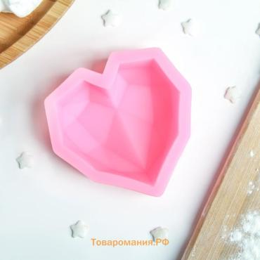 Молд  «Сердце», силикон, 7.5×7.5×2.5 см, розовый