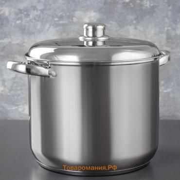 Кастрюля Magistro Grande, 8.9 л, металлическая крышка, капсульное дно, нержавеющая сталь, индукция
