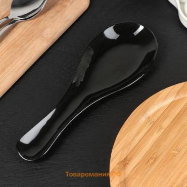 Подставка под ложку  «Блэк», 23.5×8.3 см, стекло, чёрная