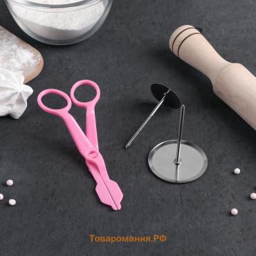 Набор кондитерский , 3 предмета, гвоздь кондитерский d=3/5 см, ножницы кондитерские для переноски украшений, МИКС