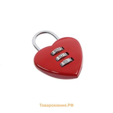 Замок навесной кодовый ТУНДРА «Сердце», красный