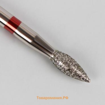 Фреза алмазная для маникюра «Пламя», мелкая зернистость, 2,3 × 5 мм, в пластиковом футляре