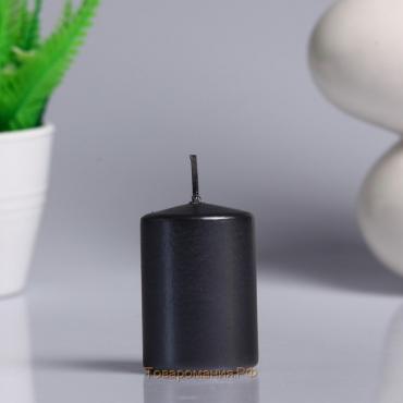 Свеча - цилиндр парафиновая, черный металлик, 4×6 см