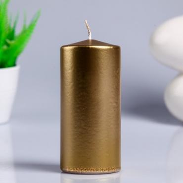Свеча - цилиндр парафиновая, лакированная, золотой металлик, 5,6×12 см