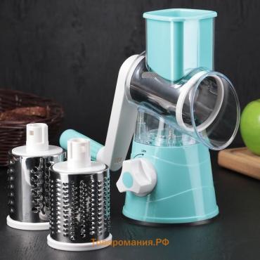 Овощерезка барабанная механическая  Mandoline Slicer, 3 насадки, зелёная