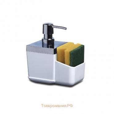 Дозатор для кухни Toskana, с секцией для губки, цвет белый