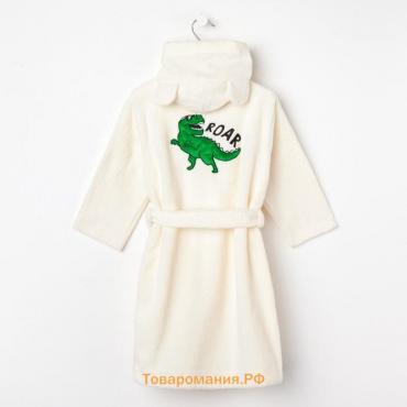 Халат махровый детский "Динозавр" р-р 30 (98-104 см), бежевый