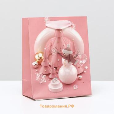 Пакет ламинированный «Снеговик с игрушками», 11.5×14.5×6 см