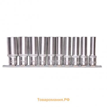 Набор торцевых головок STELS 13603, 1/2", шестигранные, удлиненные, CrV, 10-22 мм, 10 шт.