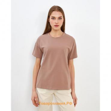 Футболка женская однотонная MINAKU REGULAR FIT: коричневая, р-р 52