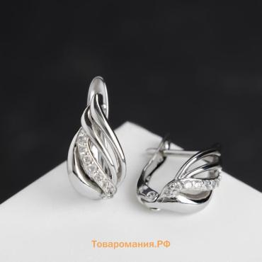 Серьги со стразами «Магия» сплетения, белые в серебре