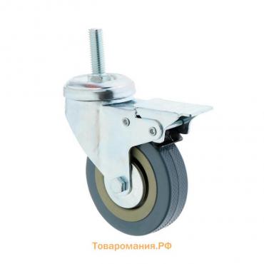 Колесо мебельное, d=75 мм, с футоркой, с фиксатором, серое 2371581