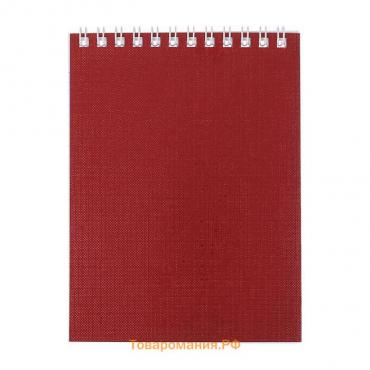 Блокнот А6, 40 листов на гребне METALLIC "Красный", обложка бумвинил, блок офсет