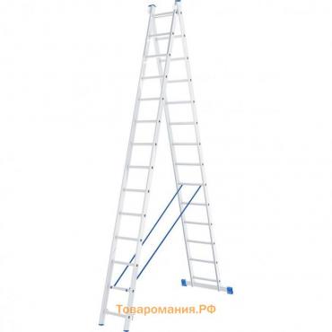 Лестница "Сибртех" 97914, алюминиевая, двухсекционная, 2 х 14 ступеней