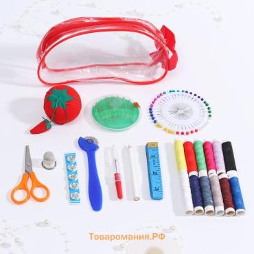 Швейный набор, 75 предметов, в сумочке ПВХ, МИКС