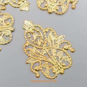 Декоративный элемент "Орнамент", цвет золото 3,5х4,8 см