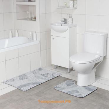 Коврики для ванной и туалета  «Тига», 2 шт., 50×80 см, 50×40 см, форма МИКС