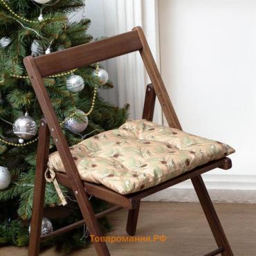 Подушка на стул  "Spruce branches" 42х42х7см, 100%хл, саржа 190 г/м2