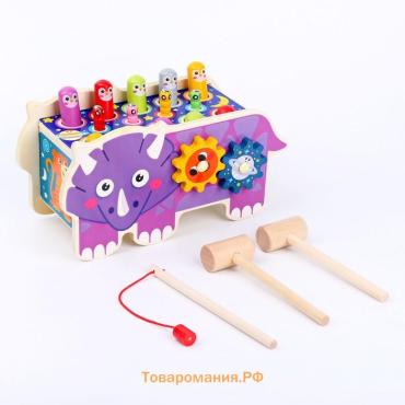Бизиборд «Носорог» 2 в 1, стучалка и крутилки, 24×10×14 см