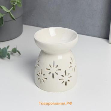 Аромалампа для эфирных масел «Кружево цветочное», керамика, белый, 8×6.5×6 см, МИКС