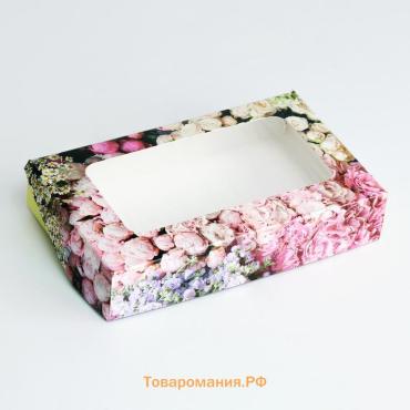 Коробка складная с окном «Цветы», 20×12×4 см