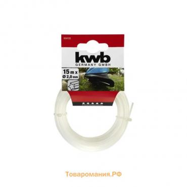 Леска для триммера KWB, d=2 мм, 15 м, нейлон, профиль "звезда"